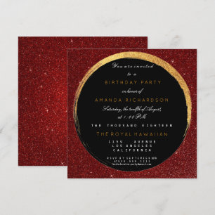 Geometric Vip-Födelsedagsfesten Golden Red Glitter Inbjudningar