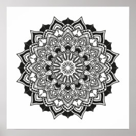Geometric Vuxen Coloring Mandala Poster