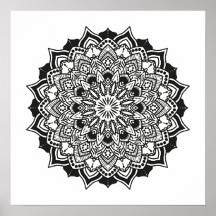 Geometric Vuxen Coloring Mandala Poster