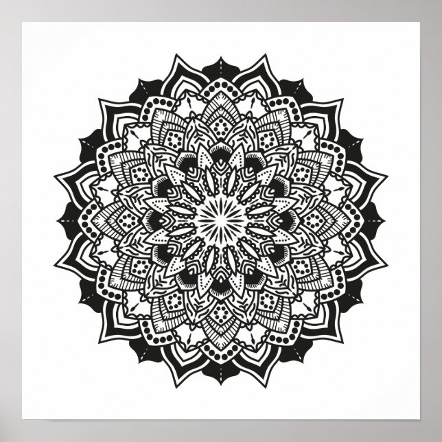 Geometric Vuxen Coloring Mandala Poster (Framsidan)