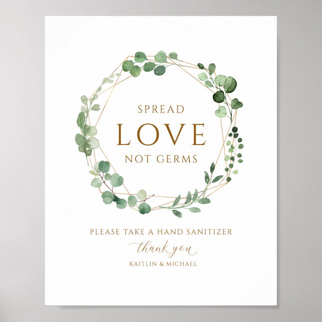 Geometric WAN Covid19 Sanitizer Sanitizing Sign Poster (Framsidan)