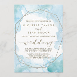Geometric Watercolor Bröllop Inbjudningar