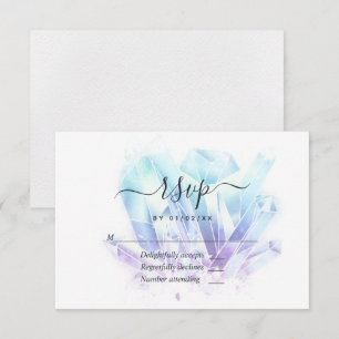 Geometric Watercolor Crystals Bröllop OSA Kort