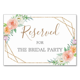 Geometric Watercolor Flowers Reserved Bord Sign Bordsnummer