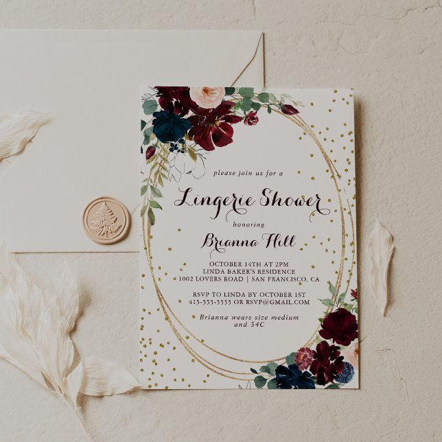Geometric Watercolor Guld Möhippa Lingerie Shower Inbjudningar (Skapare uppladdad)