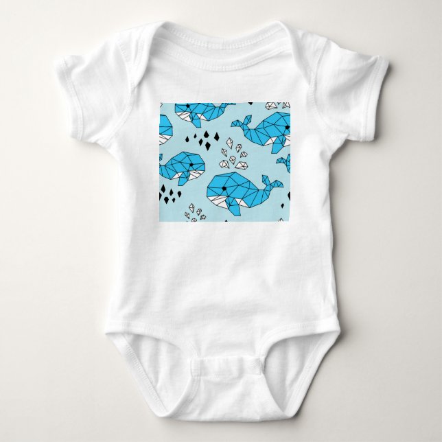 Geometric Whale: Cute Seamless Mönster T Shirt (Framsida)