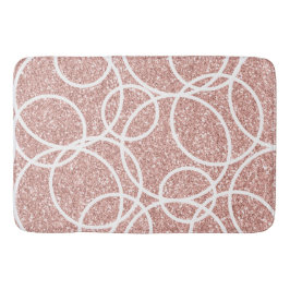 Geometric White Circle  Rosa Glitter Abstrakt Badrumsmatta