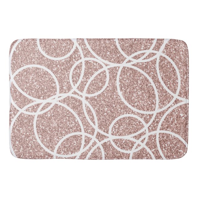 Geometric White Circle  Rosa Glitter Abstrakt Badrumsmatta (Framsidan)