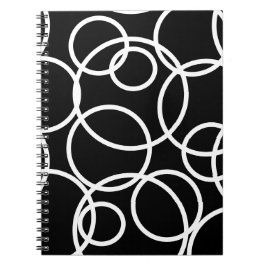 Geometric White Circles Black Modern Abstrakt Anteckningsbok