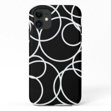 Geometric White Circles Black Modern Abstrakt