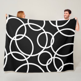 Geometric White Circles Black Modern Abstrakt Fleecefilt