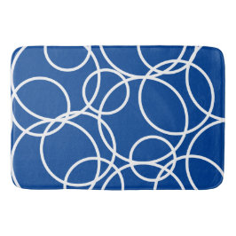 Geometric White Circles Blue Modern Abstrakt Badrumsmatta