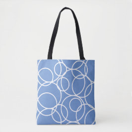 Geometric White Circles Blue Modern Abstrakt Tygkasse