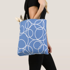 Geometric White Circles Blue Modern Abstrakt Tygkasse