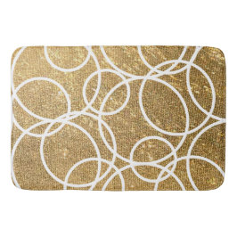 Geometric White Circles Guld Glitter Abstrakt Badrumsmatta