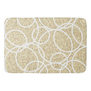 Geometric White Circles Guld Glitter Abstrakt Bath Badrumsmatta