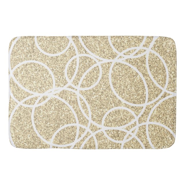 Geometric White Circles Guld Glitter Abstrakt Bath Badrumsmatta (Framsidan)