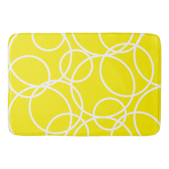 Geometric White Circles Gult Modern Abstrakt Badrumsmatta (Framsidan)