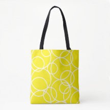 Geometric White Circles Gult Modern Abstrakt