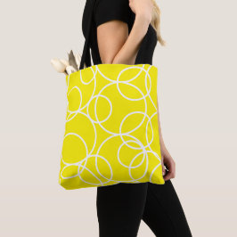 Geometric White Circles Gult Modern Abstrakt Tygkasse
