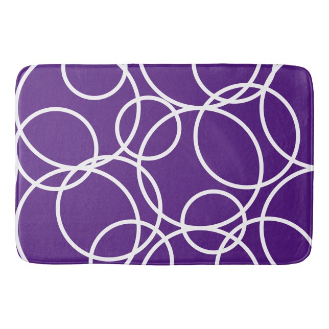 Geometric White Circles Lila Modern Abstrakt Badrumsmatta (Framsidan)