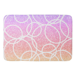 Geometric White Circles Rainbow Glitter Abstrakt Badrumsmatta