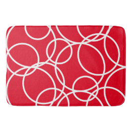 Geometric White Circles Red Modern Abstrakt Badrumsmatta