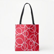 Geometric White Circles Red Modern Abstrakt Tote