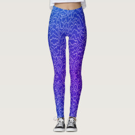 Geometric White Curvy linjer på Blue Leggings