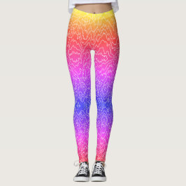 Geometric White Curvy linjer på Blue Leggings