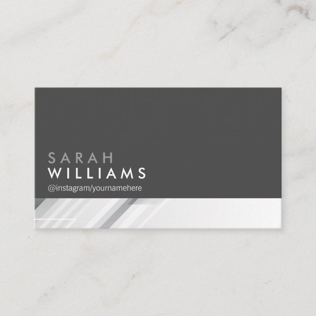 Geometric White Grått Abstrakt | Corporate Stil Visitkort (Framsida)