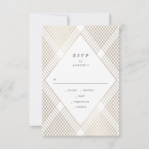 Geometric White Guld Gatsby Bröllop OSA Kort