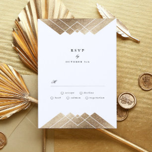 Geometric White Guld Gatsby Bröllop OSA Kort