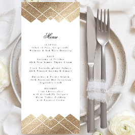 Geometric White Guld Gatsby Deco Bröllop Menu Meny