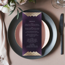 Geometric White Lila Guld Gatsby Bröllop Meny