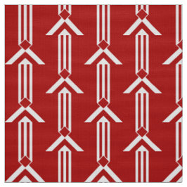Geometric White Rand och Chevrons på Red Fabric Tyg