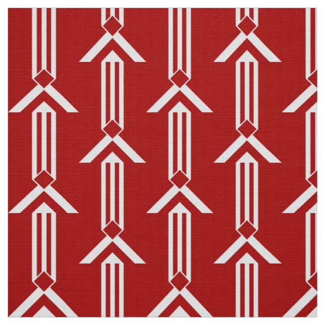 Geometric White Rand och Chevrons på Red Fabric Tyg (Provkarta)