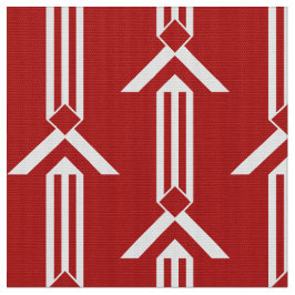 Geometric White Rand och Chevrons på Red Fabric Tyg