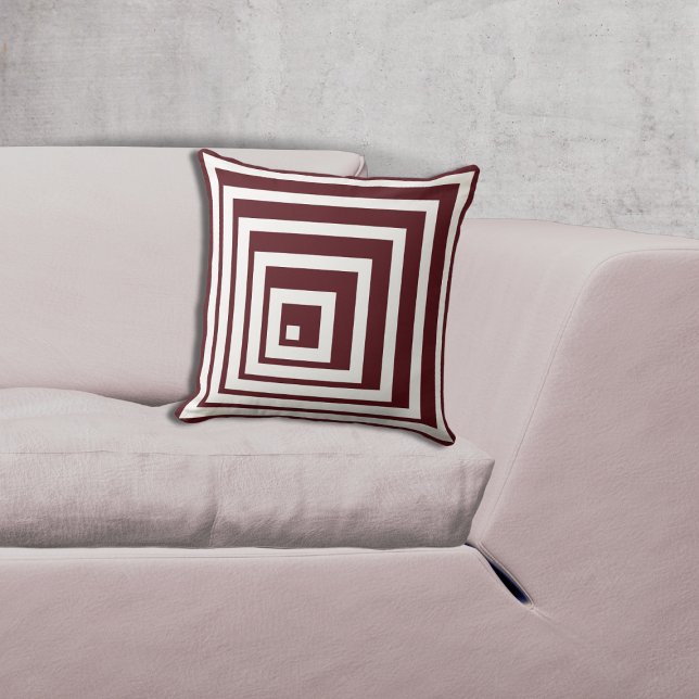 Geometric White & Red Corner Mönster Kudde (Geometric White & Red Corner Pattern Throw Pillow)