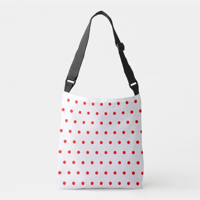 Geometric White Red Polka dots Axelväska (Framsida)
