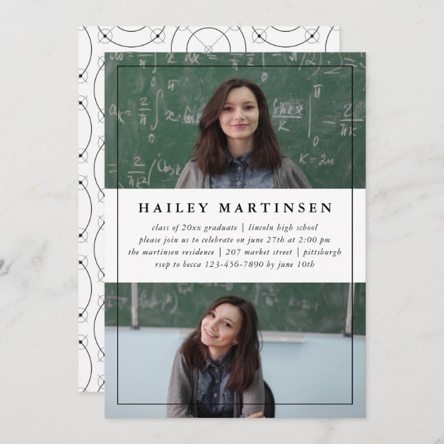 Geometric with Ram Two Photo Studentfest Inbjudningar (Fram/baksida)