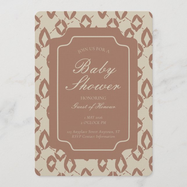 Geometric Wobbly Argyle Gender Neutral Brown Beige Inbjudningar (Framsida)