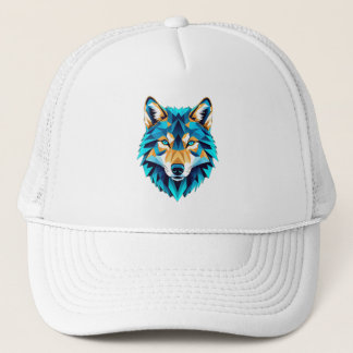 Geometric Wolf Head – Neon Blue Low Poly Animal Ar Keps
