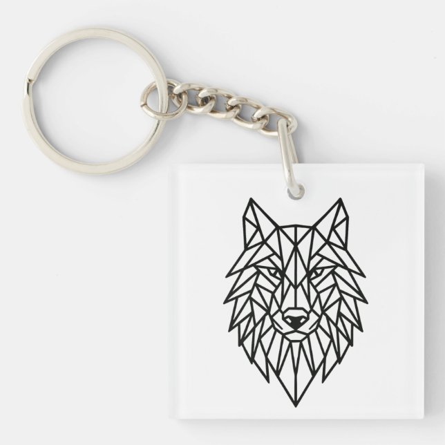 Geometric Wolf Keychain (Framsidan)
