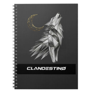 Geometric Wolf Moon Notebook – Black Gold Luxury J Anteckningsbok