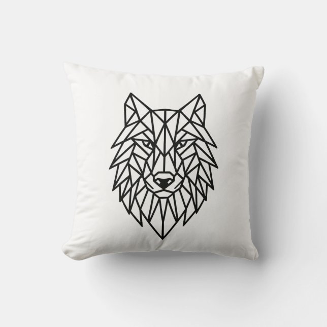 Geometric Wolf Pillow Kudde (Framsida)
