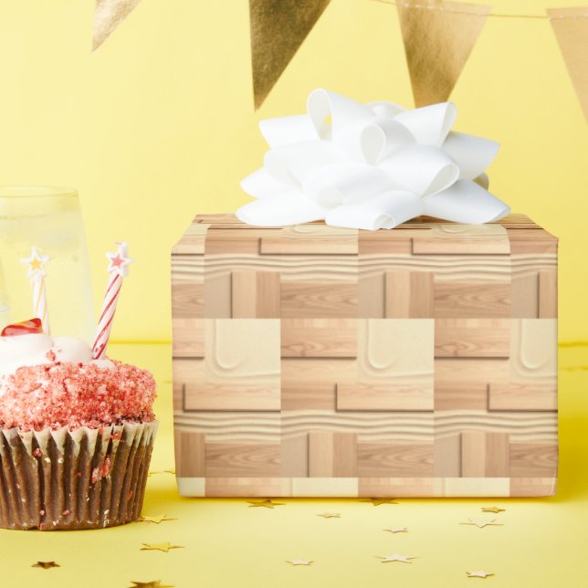 Geometric Wood On Sand Design Presentpapper (Födelsedagsfest)