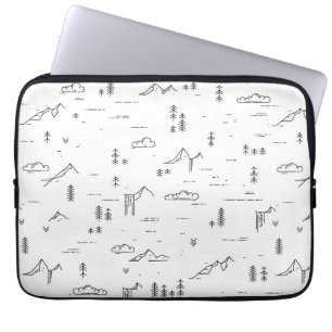 Geometric Woodland Linjer landskap Mönster Laptop Fodral