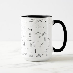 Geometric Woodland Linjer landskap Mönster Mugg