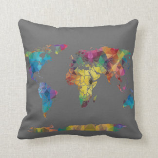 Geometric World Map Pillow Kudde